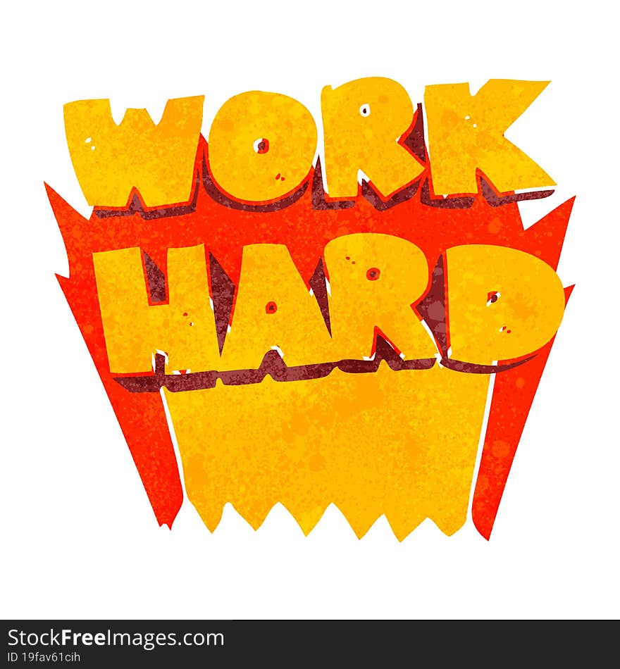 retro cartoon work hard symbol