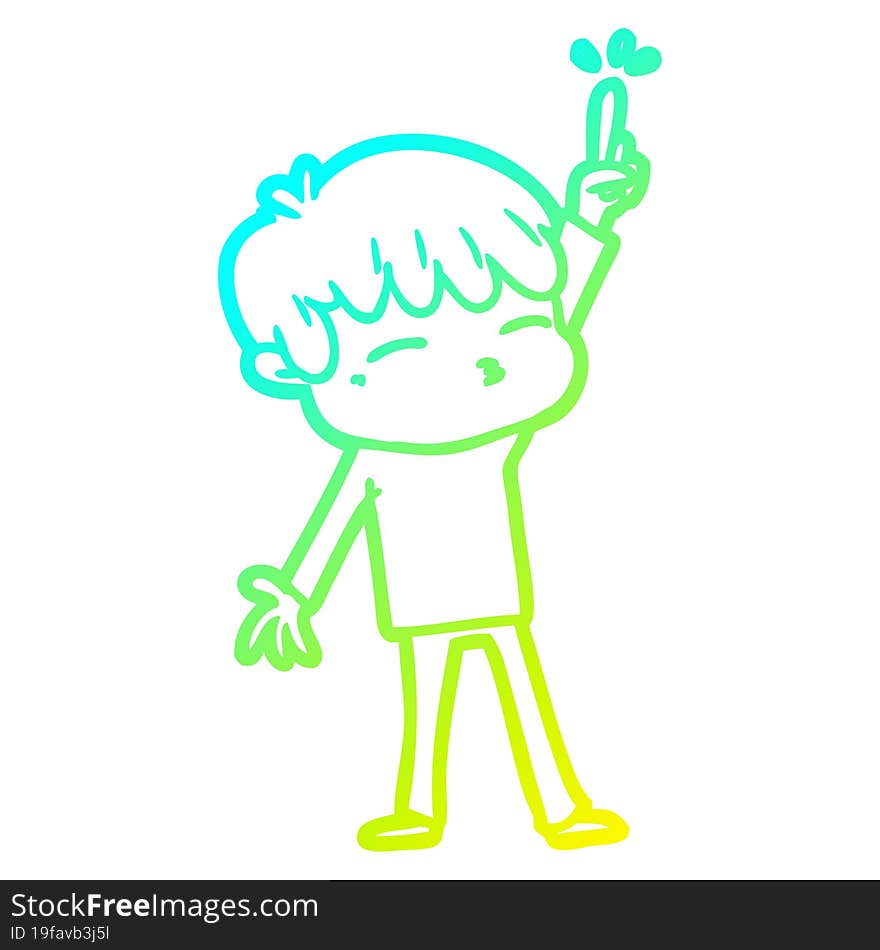 cold gradient line drawing cartoon curious boy