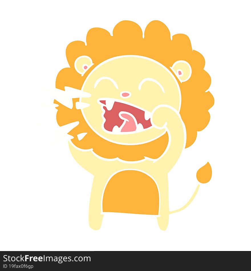 flat color style cartoon roaring lion