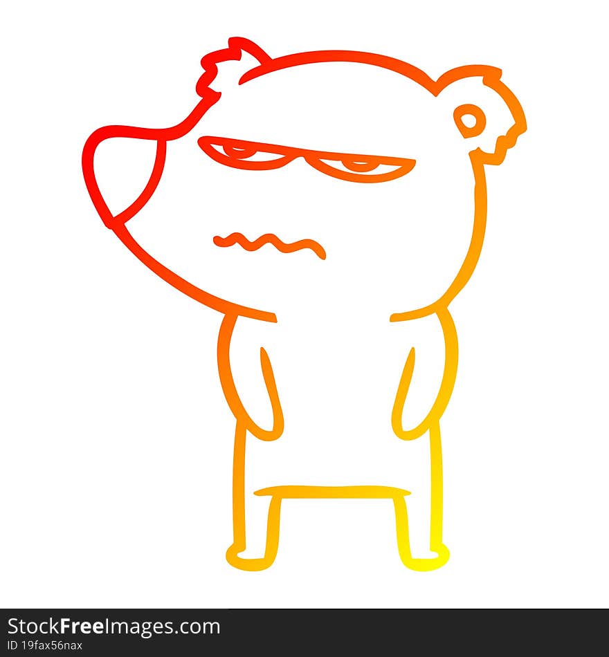 warm gradient line drawing angry bear polar cartoon