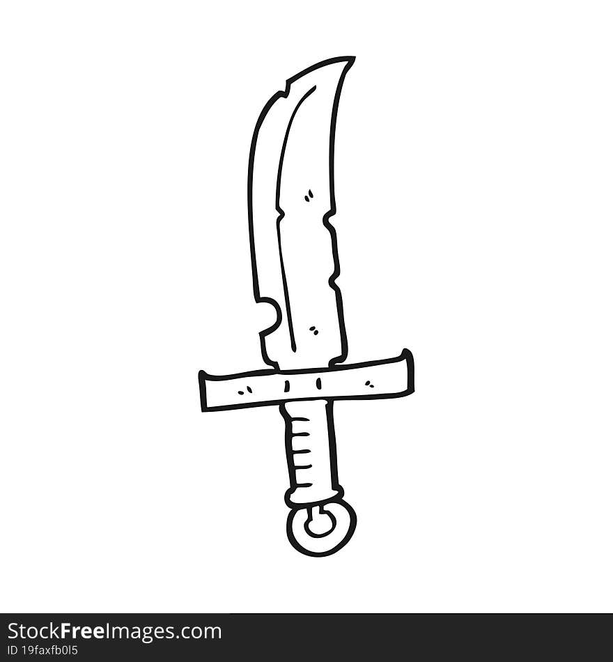 black and white cartoon knife