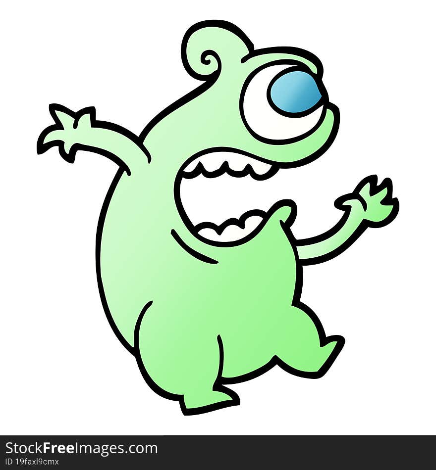 vector gradient illustration cartoon green alien