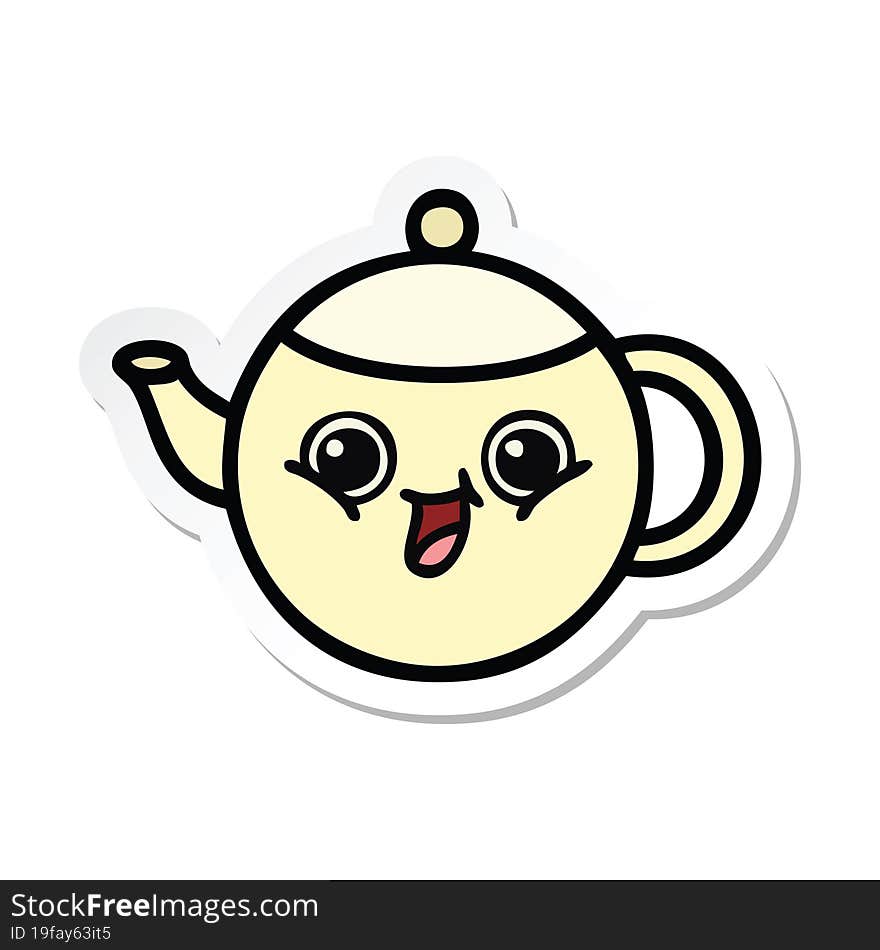 sticker of a cute cartoon tea pot