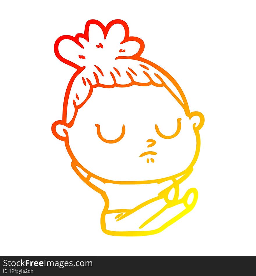 Warm Gradient Line Drawing Cartoon Calm Woman