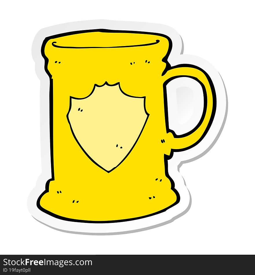 sticker of a cartoon old tankard