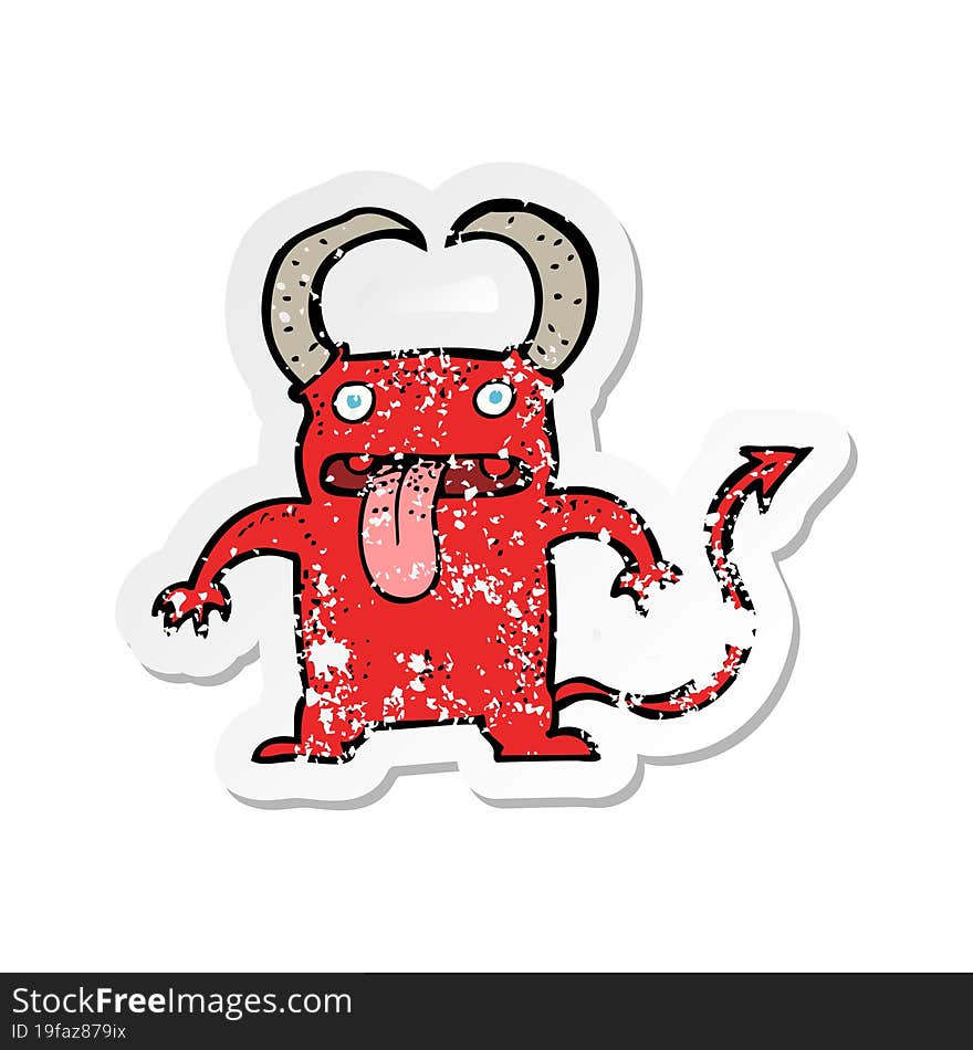 retro distressed sticker of a cartoon little devil