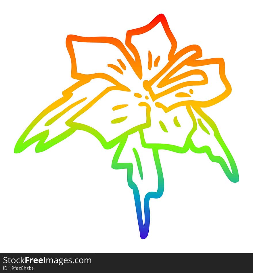 rainbow gradient line drawing cartoon lilly