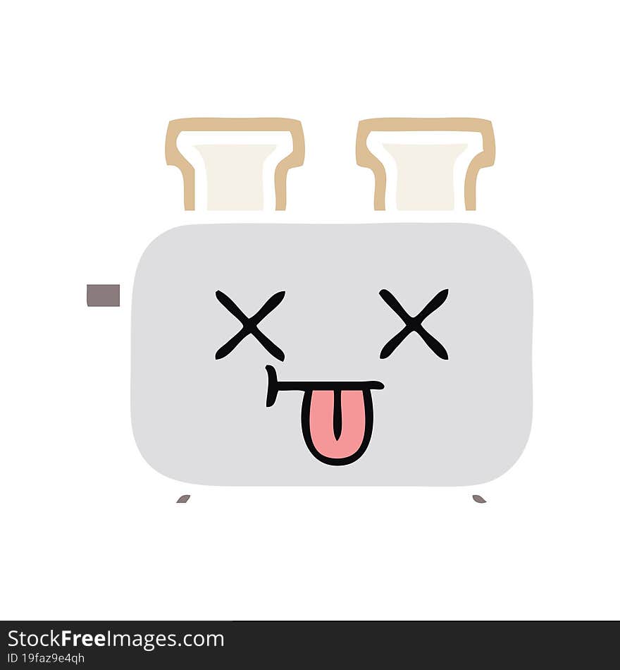 flat color retro cartoon of a toaster