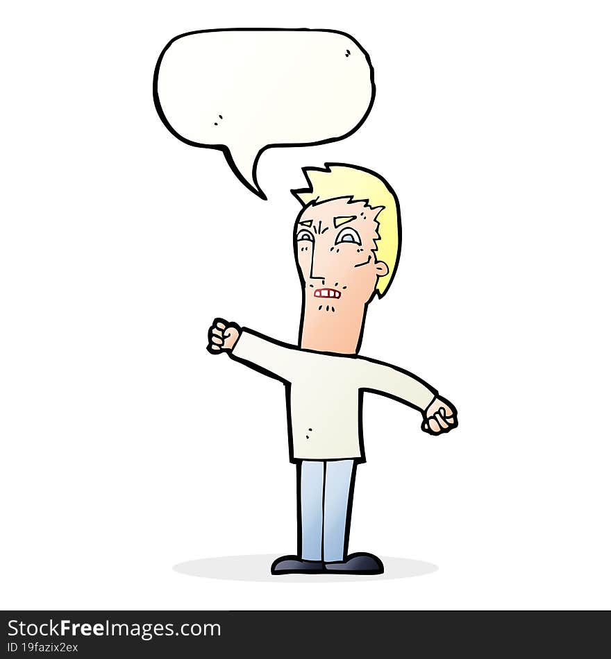 cartoon annoyed man with speech bubble