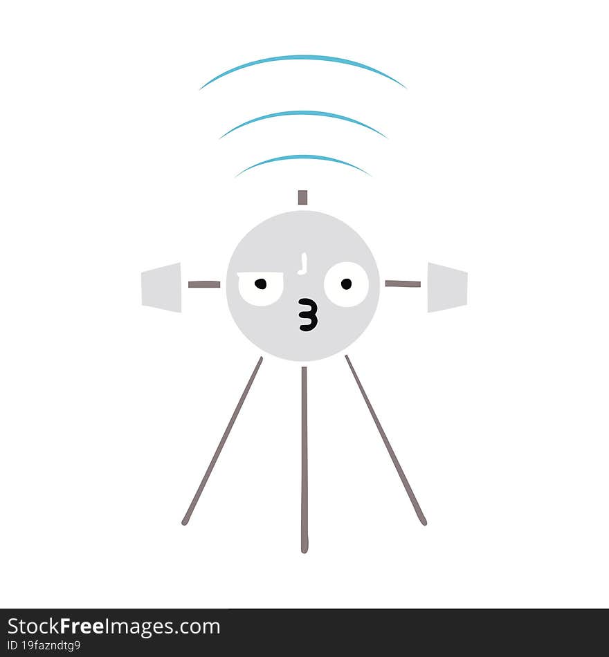 flat color retro cartoon satellite