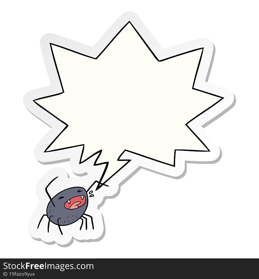 cartoon halloween spider and speech bubble sticker