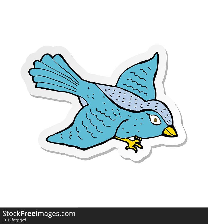 sticker of a cartoon flying bird