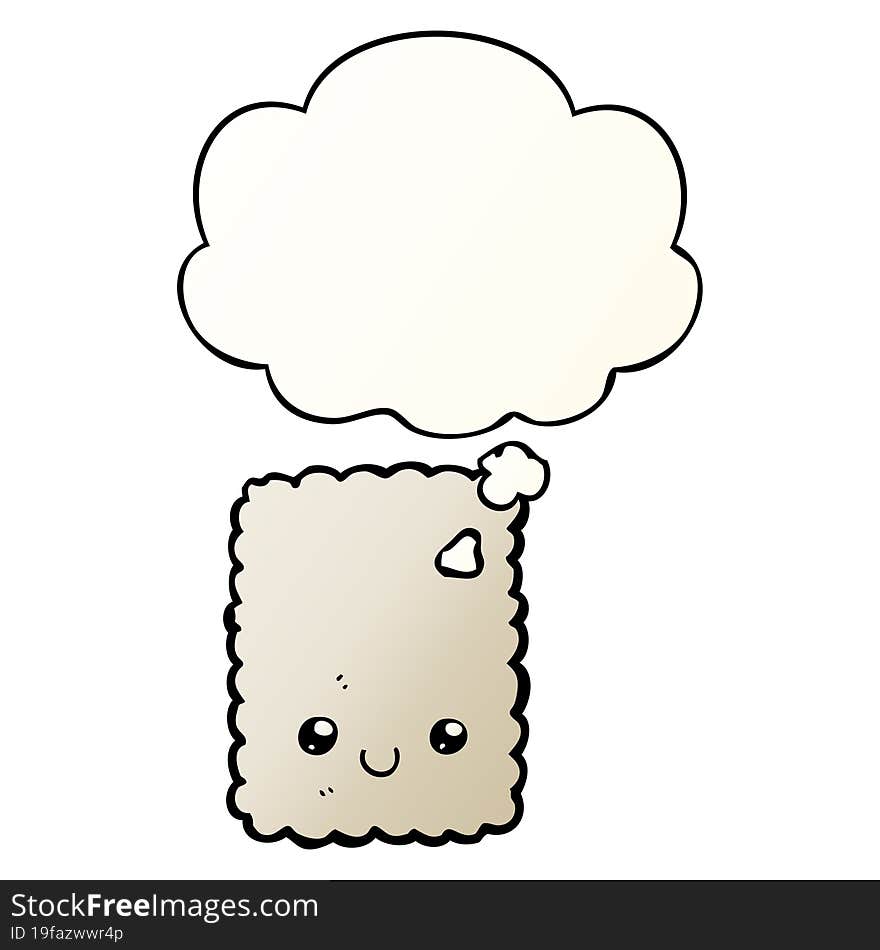 cartoon biscuit and thought bubble in smooth gradient style