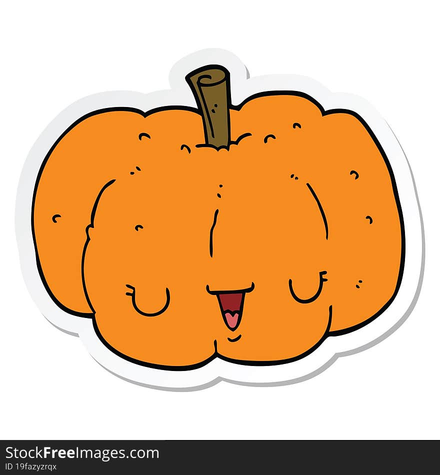 Sticker Of A Cartoon Pumpkin