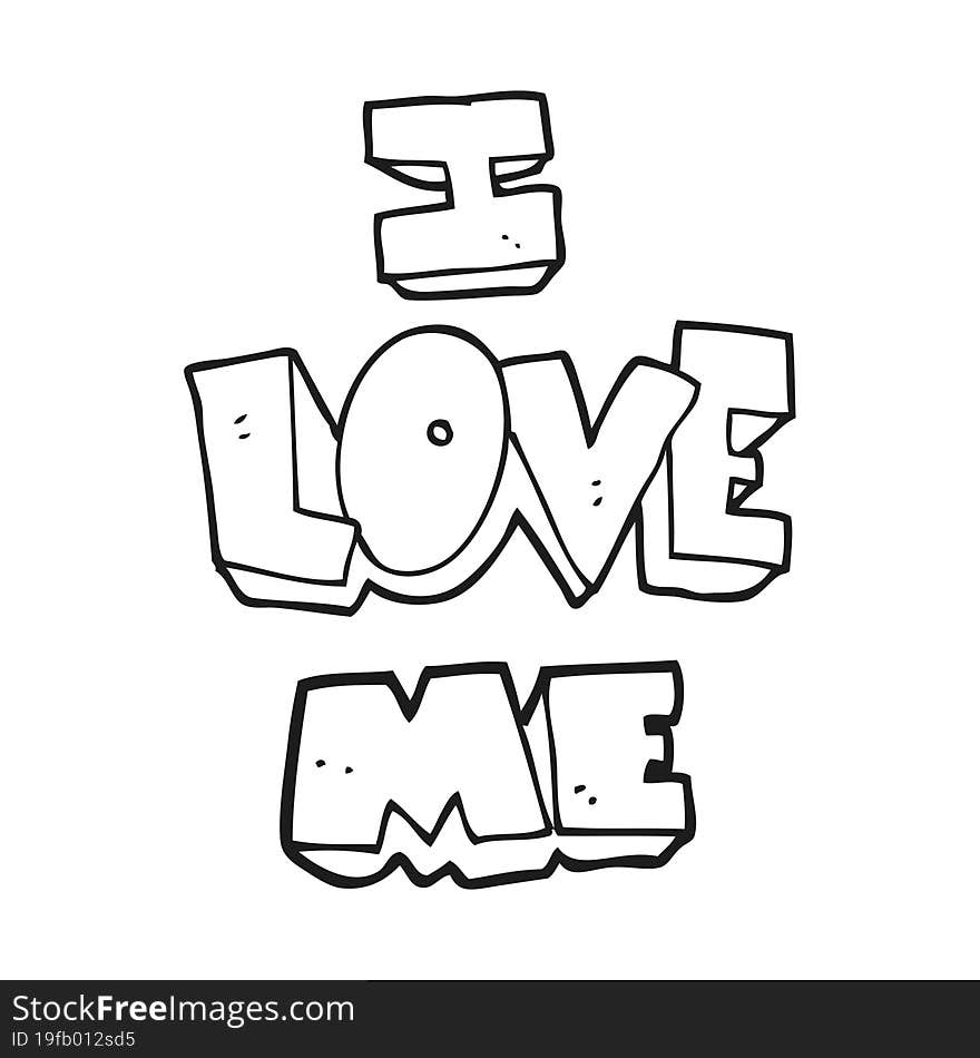 I Love Me Black And White Cartoon Symbol