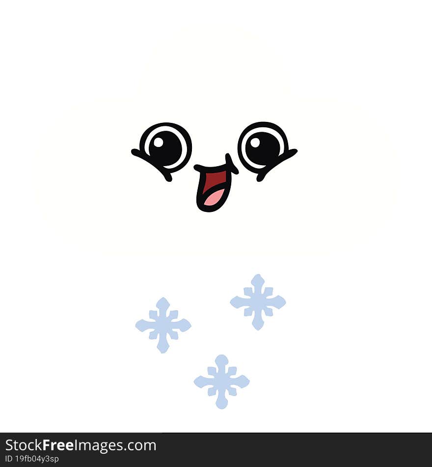 flat color retro cartoon snow cloud