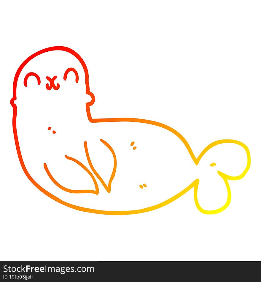 Warm Gradient Line Drawing Cartoon Seal