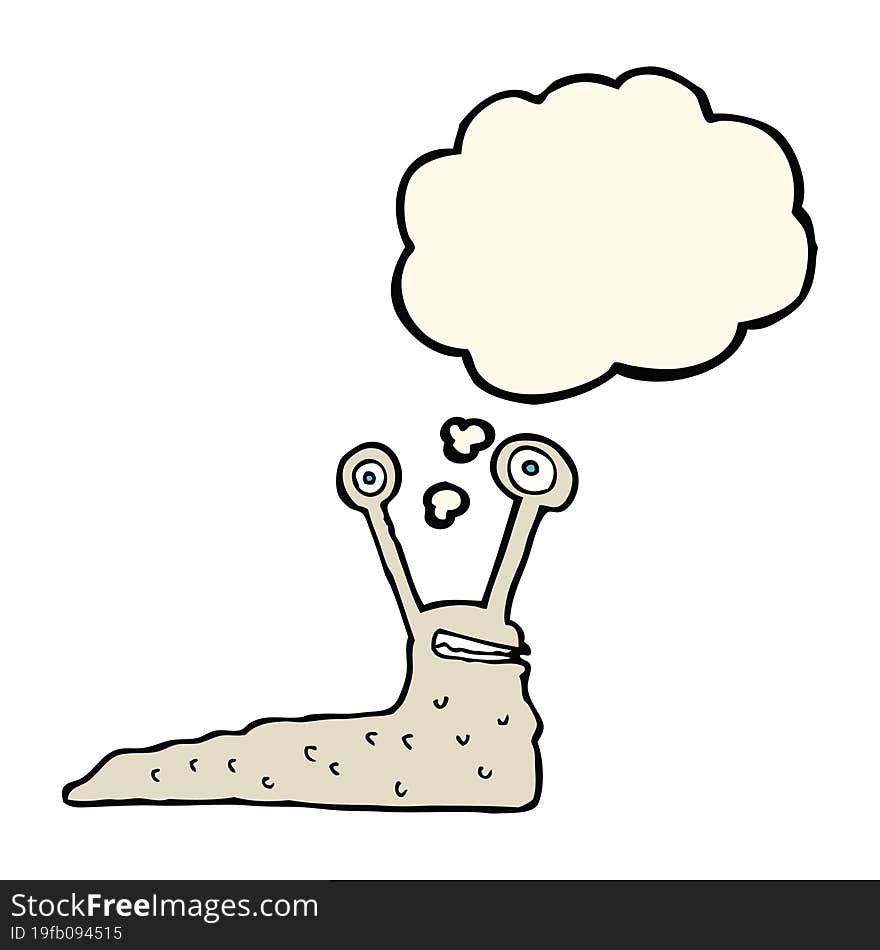 cartoon slug with thought bubble