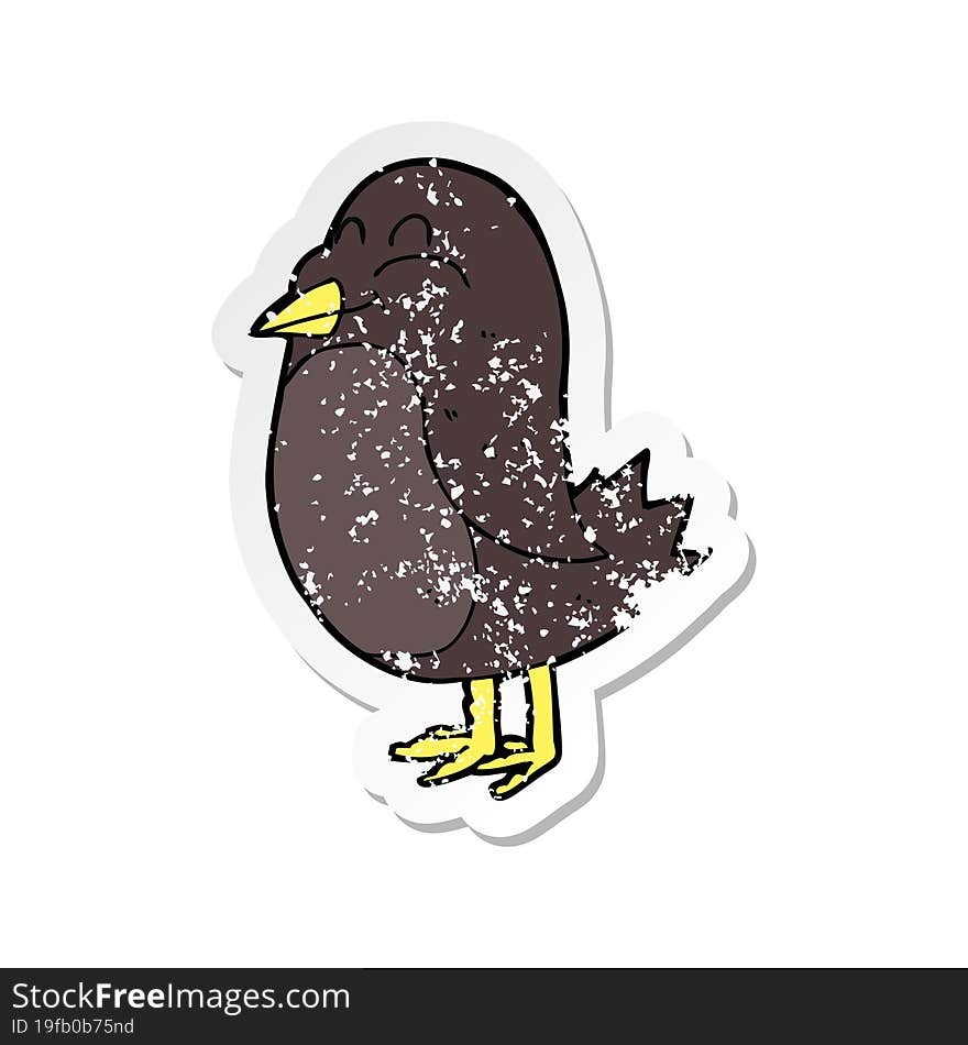 Retro Distressed Sticker Of A Cartoon Bird