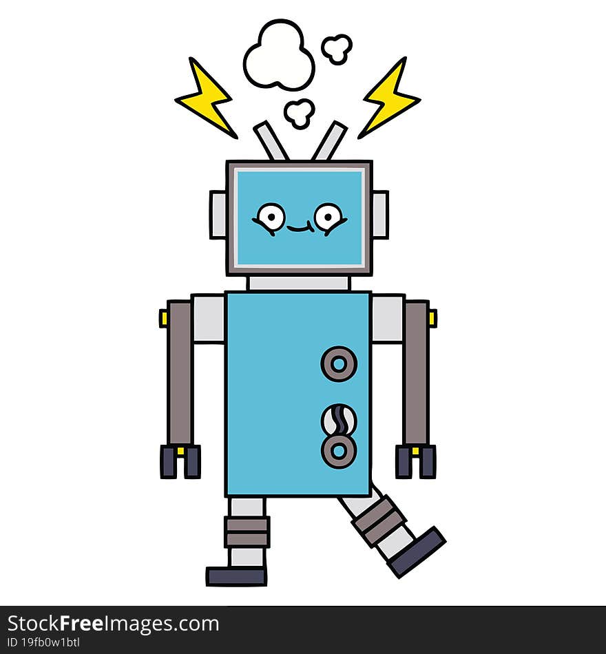 cute cartoon of a dancing robot. cute cartoon of a dancing robot