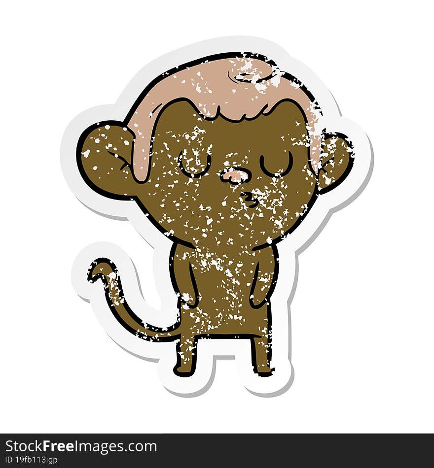 distressed sticker of a cartoon monkey