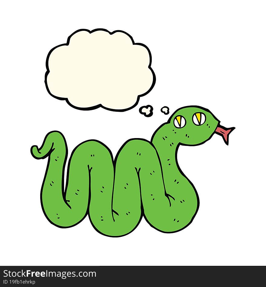 Funny Cartoon Snake With Thought Bubble