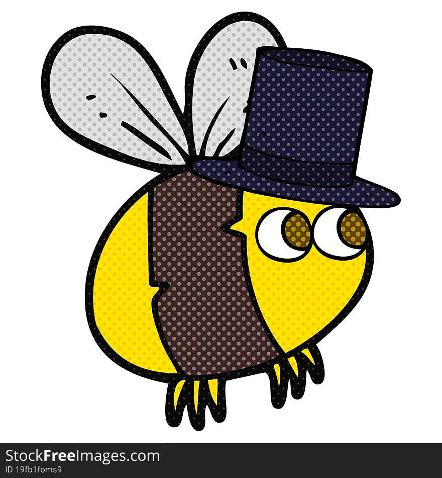 freehand drawn cartoon bee top hat. freehand drawn cartoon bee top hat