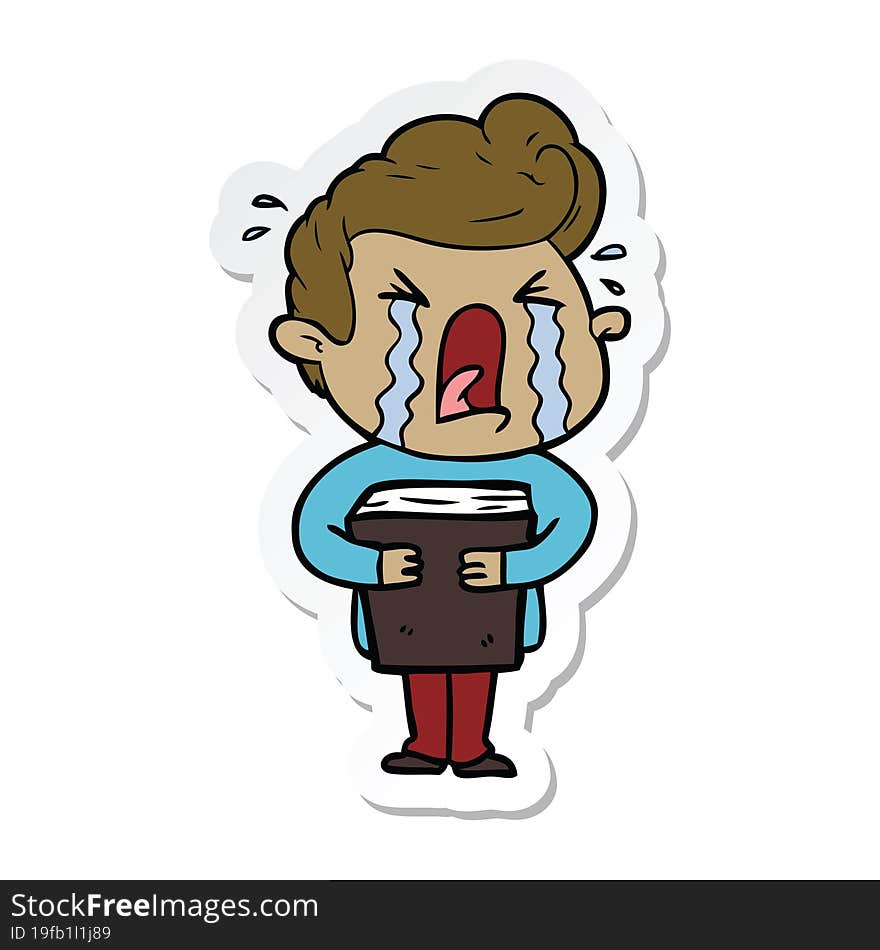 sticker of a cartoon crying man