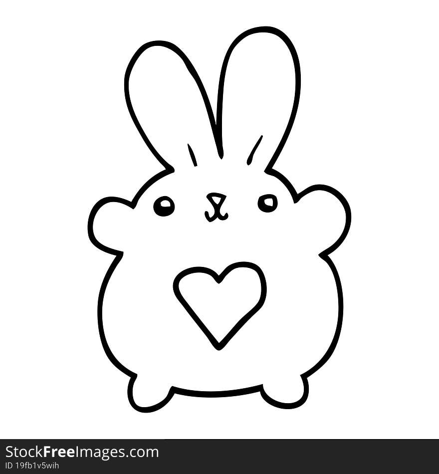 cute cartoon rabbit with love heart