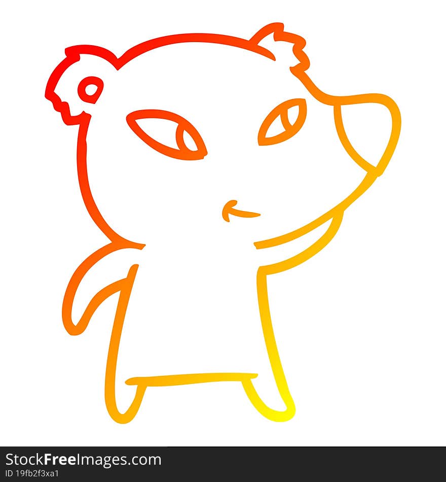 Warm Gradient Line Drawing Cute Cartoon Bear