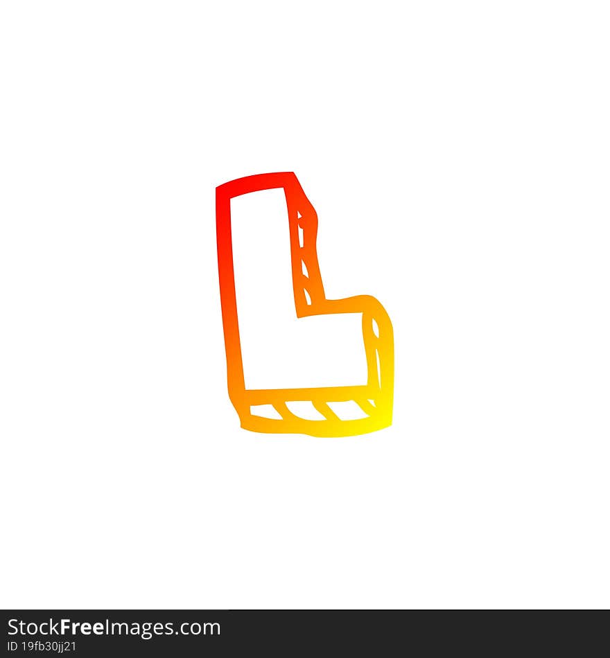 warm gradient line drawing of a cartoon letter l