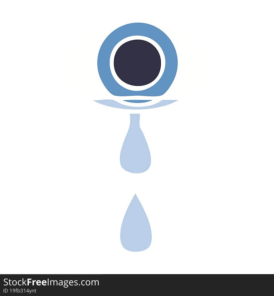 flat color retro cartoon of a crying eye