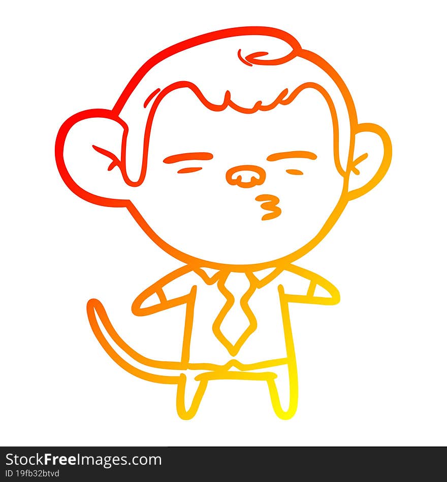 warm gradient line drawing cartoon suspicious monkey