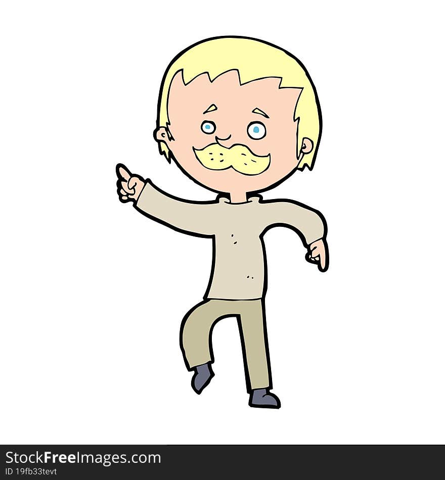 Cartoon Man With Mustache Pointing