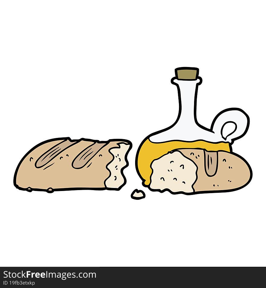 bread and oil cartoon. bread and oil cartoon