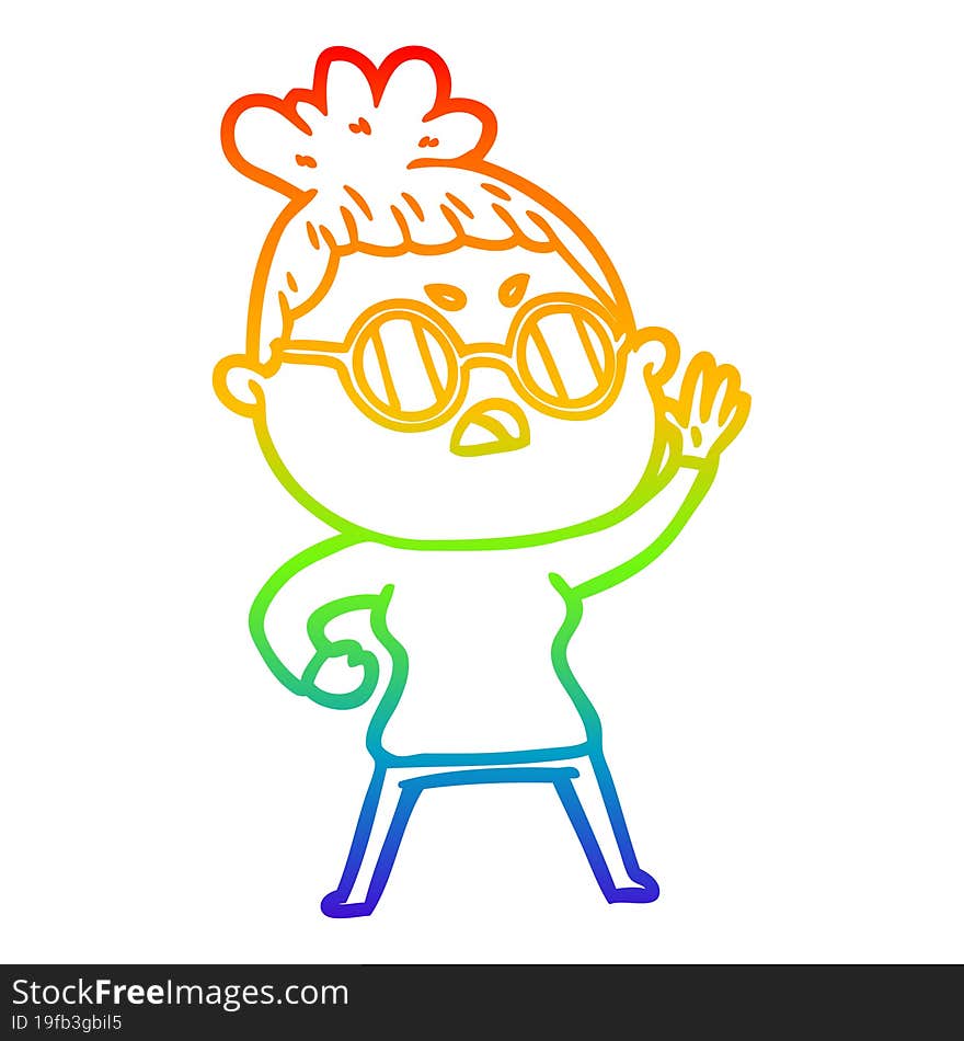 rainbow gradient line drawing cartoon annoyed woman