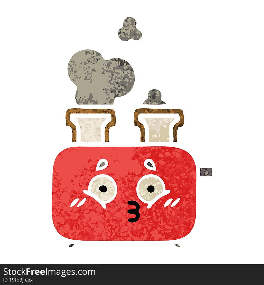 retro illustration style cartoon of a toaster