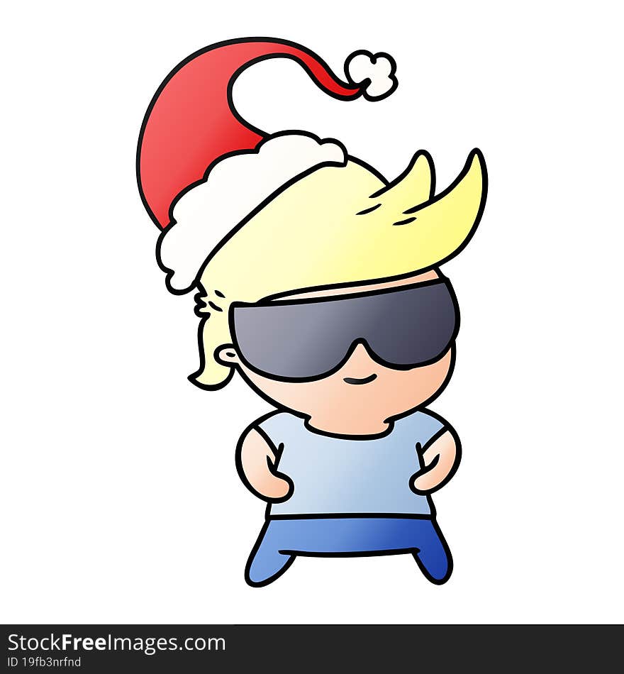 christmas gradient cartoon of kawaii boy