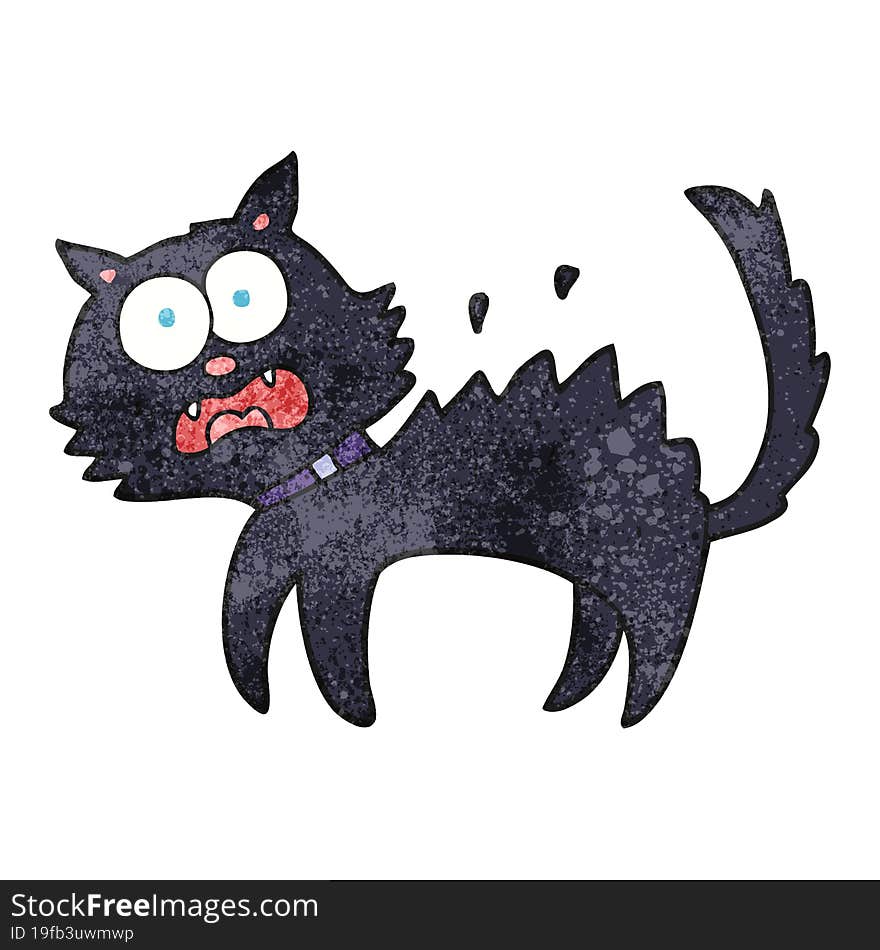 textured cartoon scared black cat