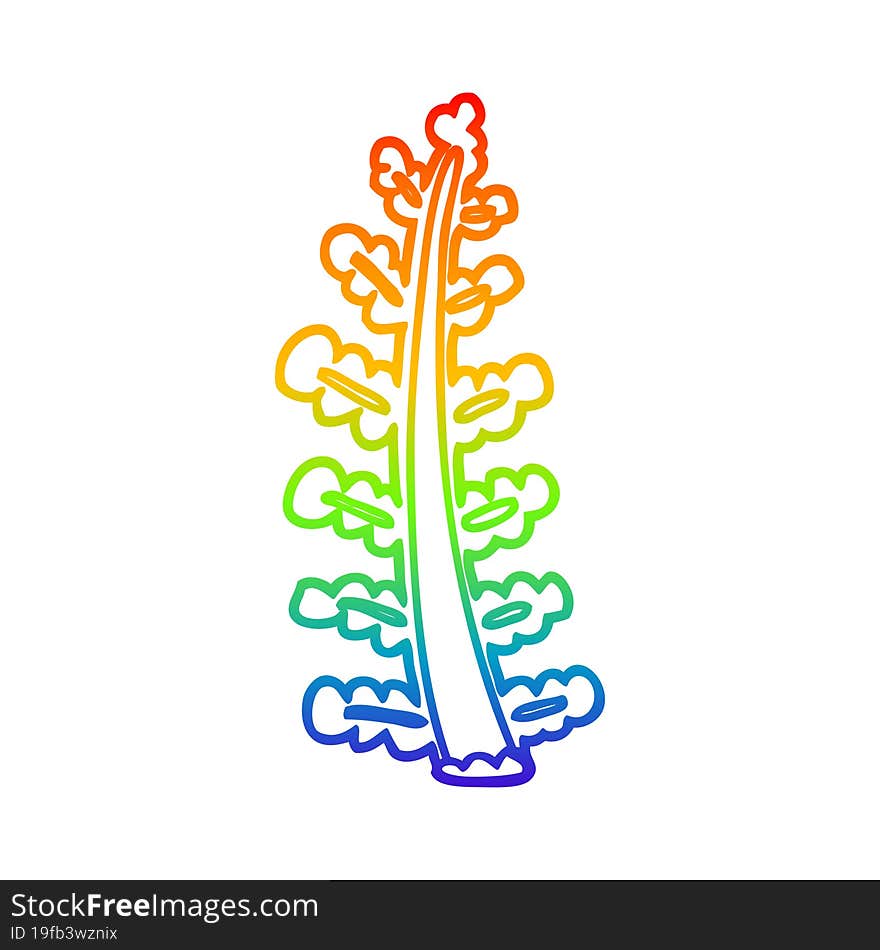 rainbow gradient line drawing cartoon plant