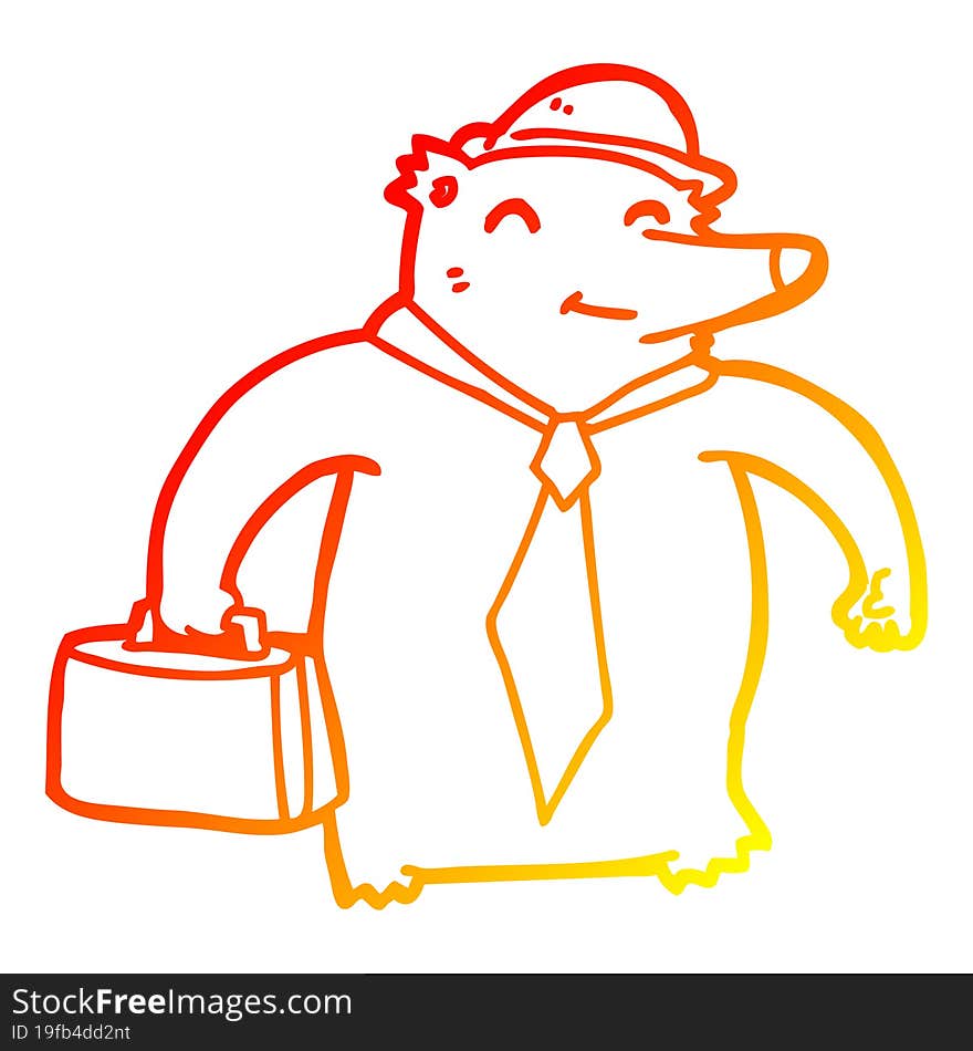 warm gradient line drawing cartoon business bear