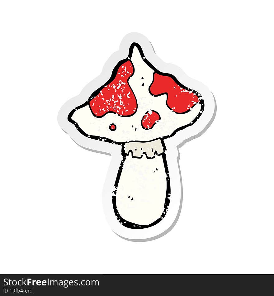 Retro Distressed Sticker Of A Cartoon Toadstool