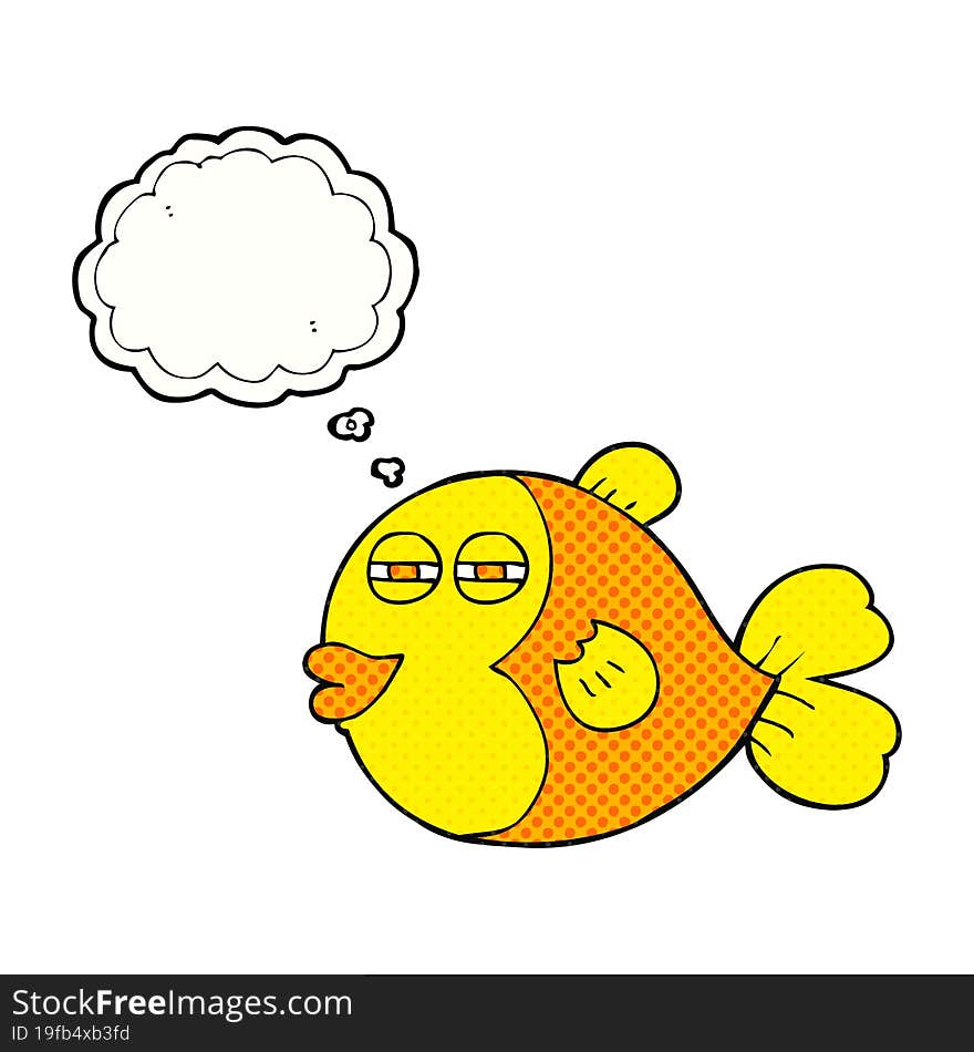 freehand drawn thought bubble cartoon fish