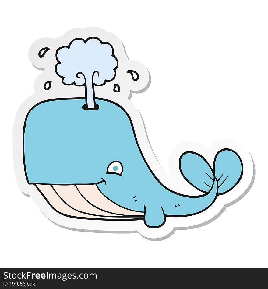 Sticker Of A Cartoon Whale Spouting Water