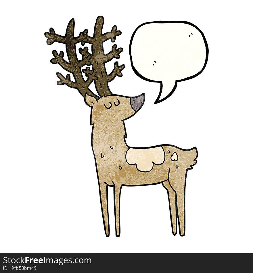 speech bubble textured cartoon stag