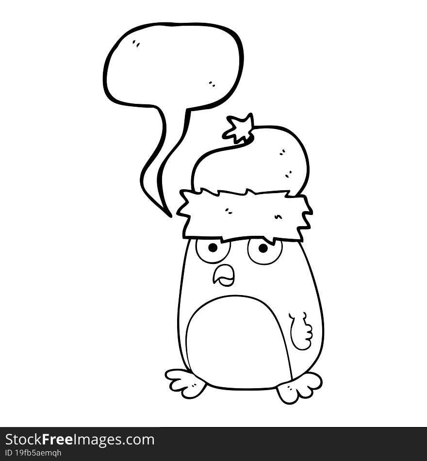 freehand drawn speech bubble cartoon penguin