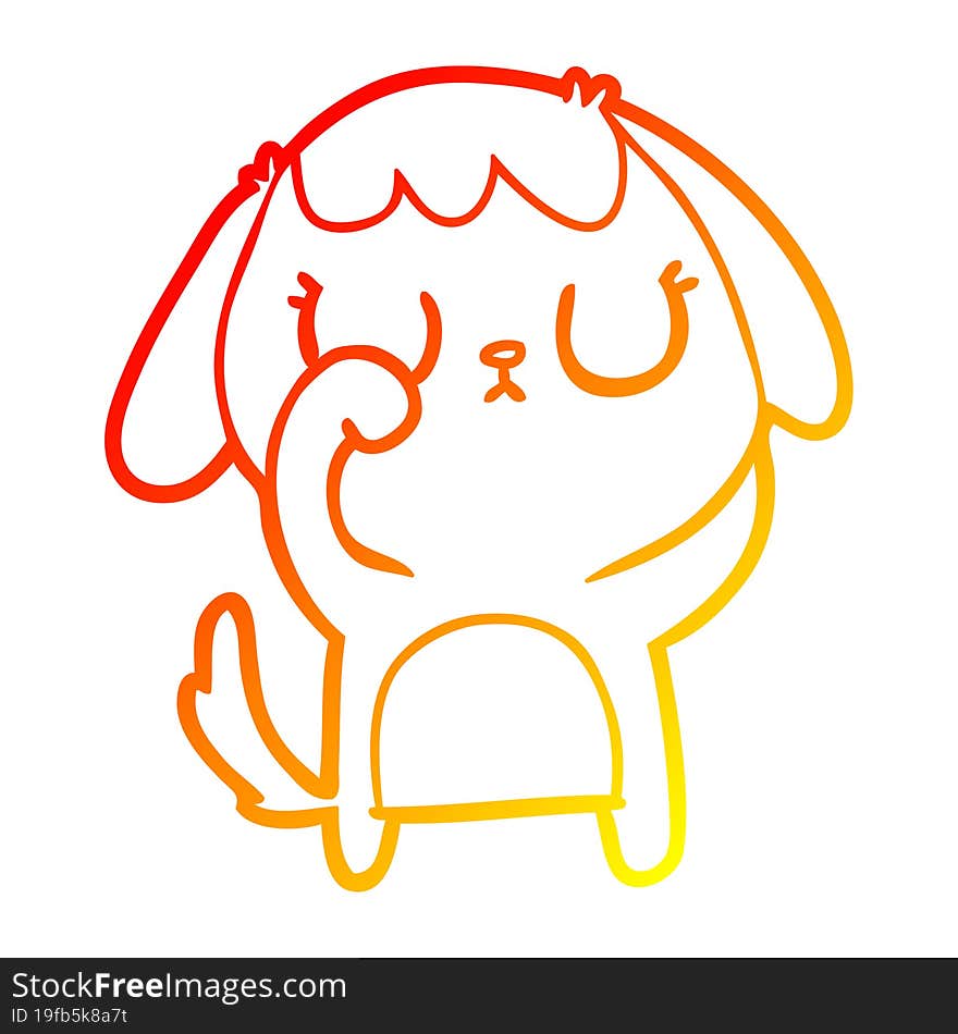 warm gradient line drawing cute cartoon dog