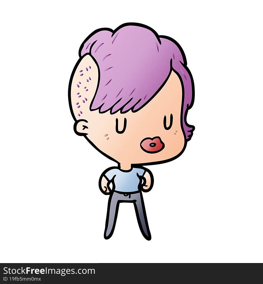 cartoon girl with punk hipster haircut. cartoon girl with punk hipster haircut