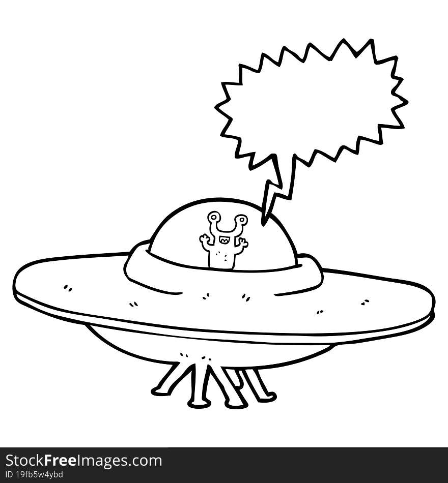 Speech Bubble Cartoon Alien Spaceship