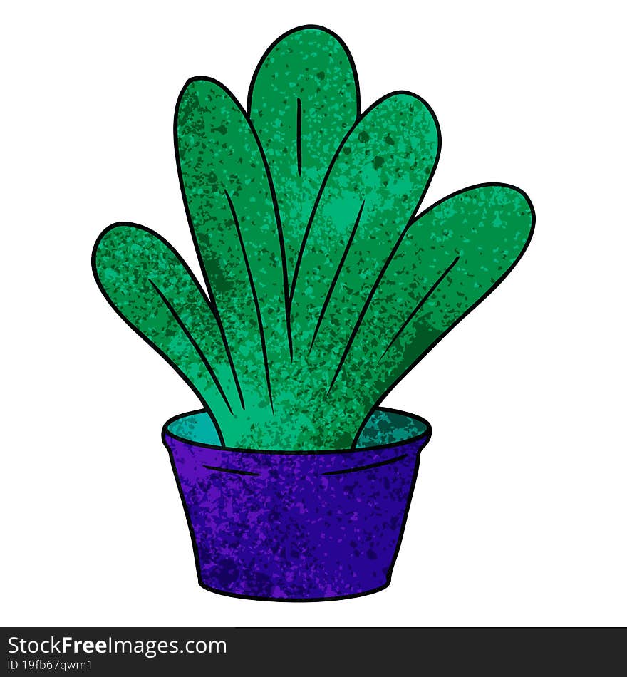 hand drawn textured cartoon doodle of a green indoor plant